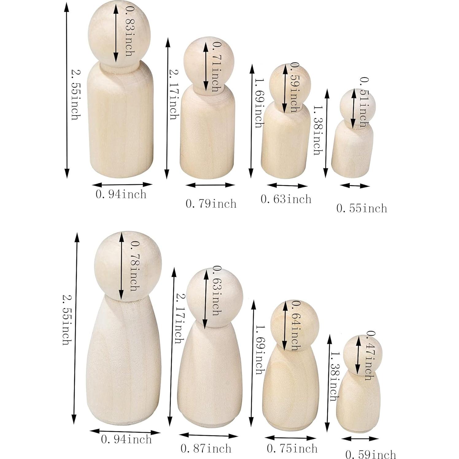 56 Muñecas de Madera sin Terminar QDXATIVP para Pintar