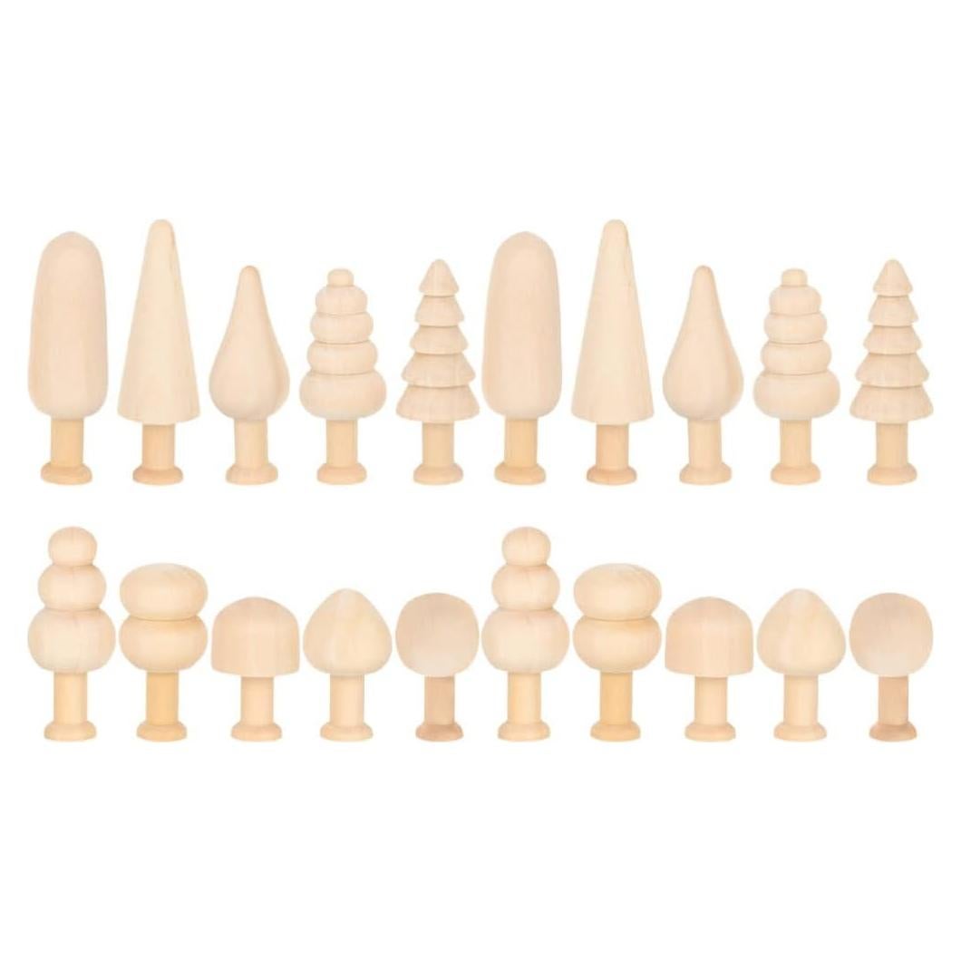 20 Piezas Muñecos de Madera Hongo Natural Sin Pintar Toddmomy