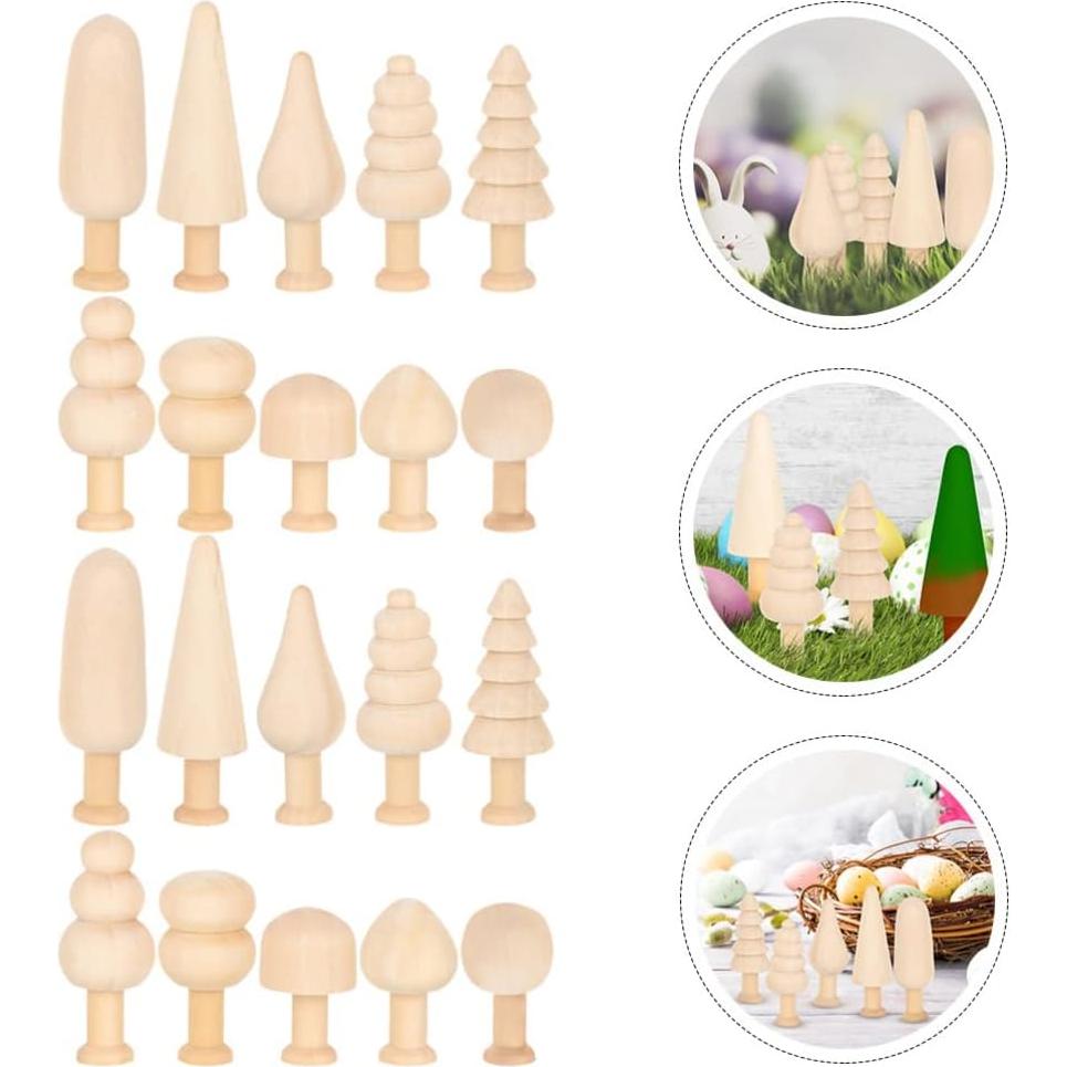 20 Piezas Muñecos de Madera Hongo Natural Sin Pintar Toddmomy