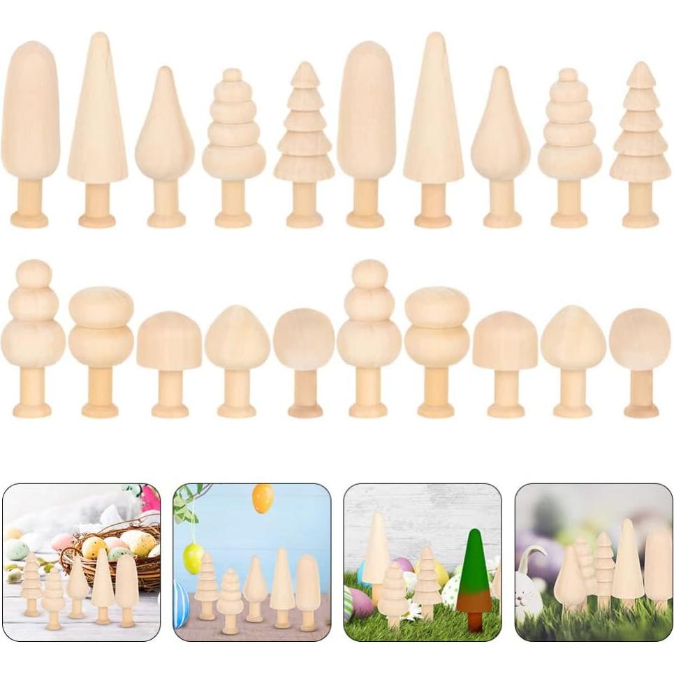 20 Piezas Muñecos de Madera Hongo Natural Sin Pintar Toddmomy
