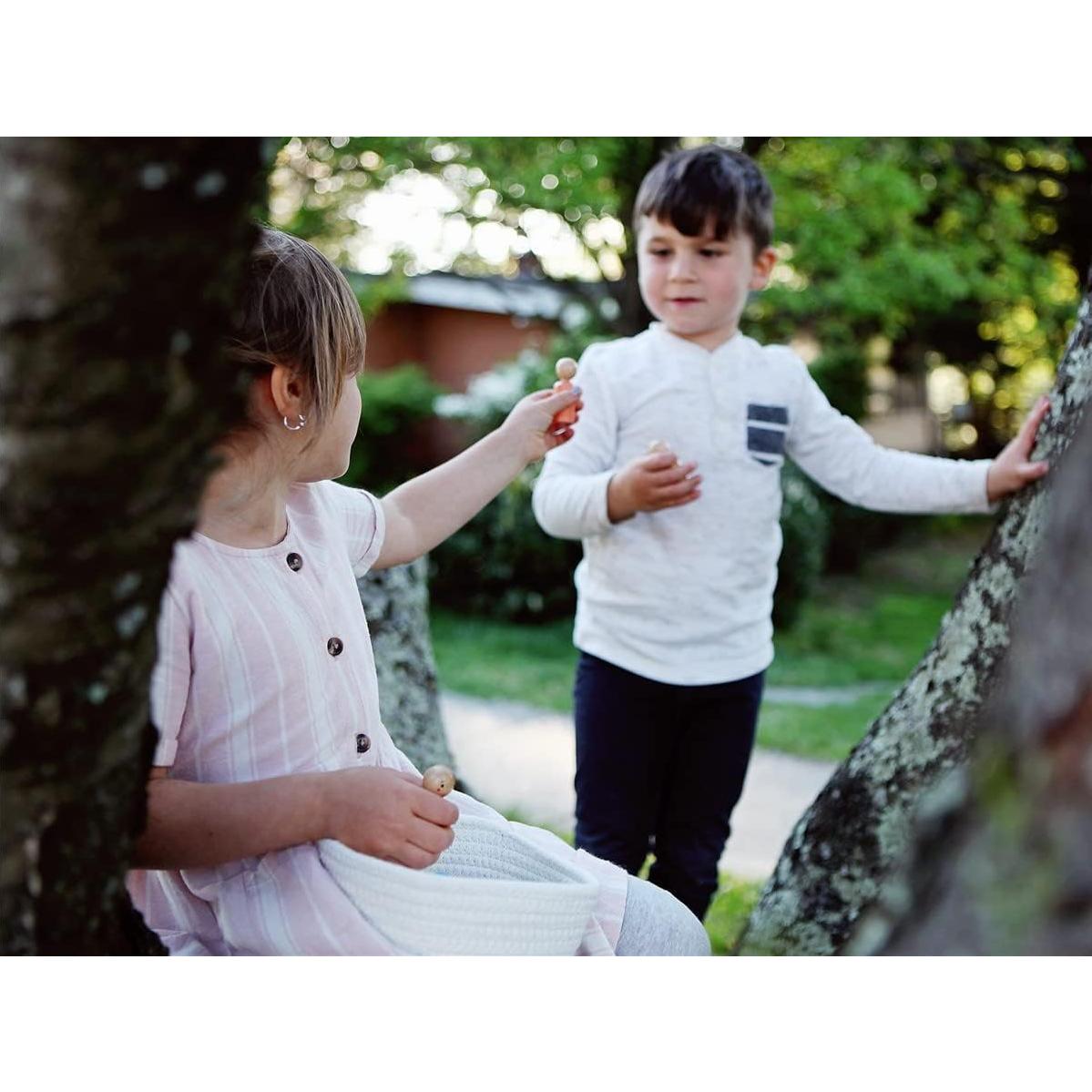 Juego de 6 Muñecos de Madera Arcoíris con Emociones