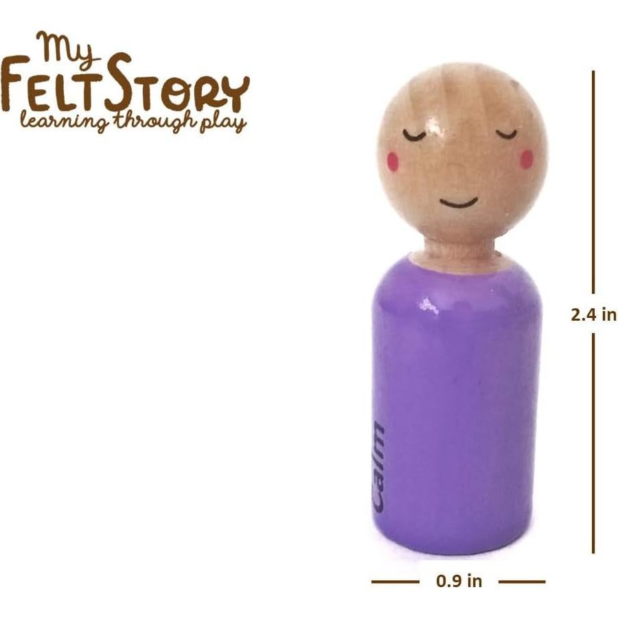 Juego de 6 Muñecos de Madera Arcoíris con Emociones