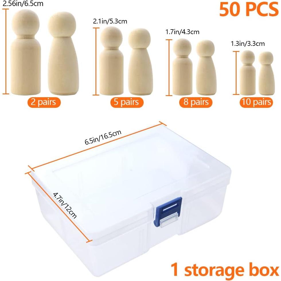 50 Muñecas de Madera NODG para Manualidades DIY - 363.5g