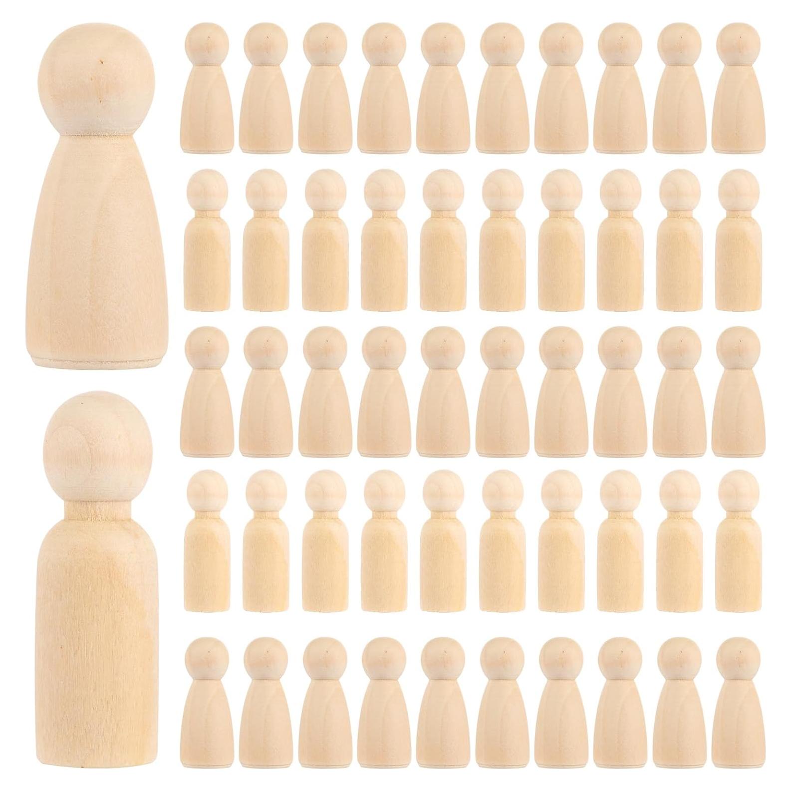 Paquete de 100 muñecos de madera ABuff para pintar 55 mm