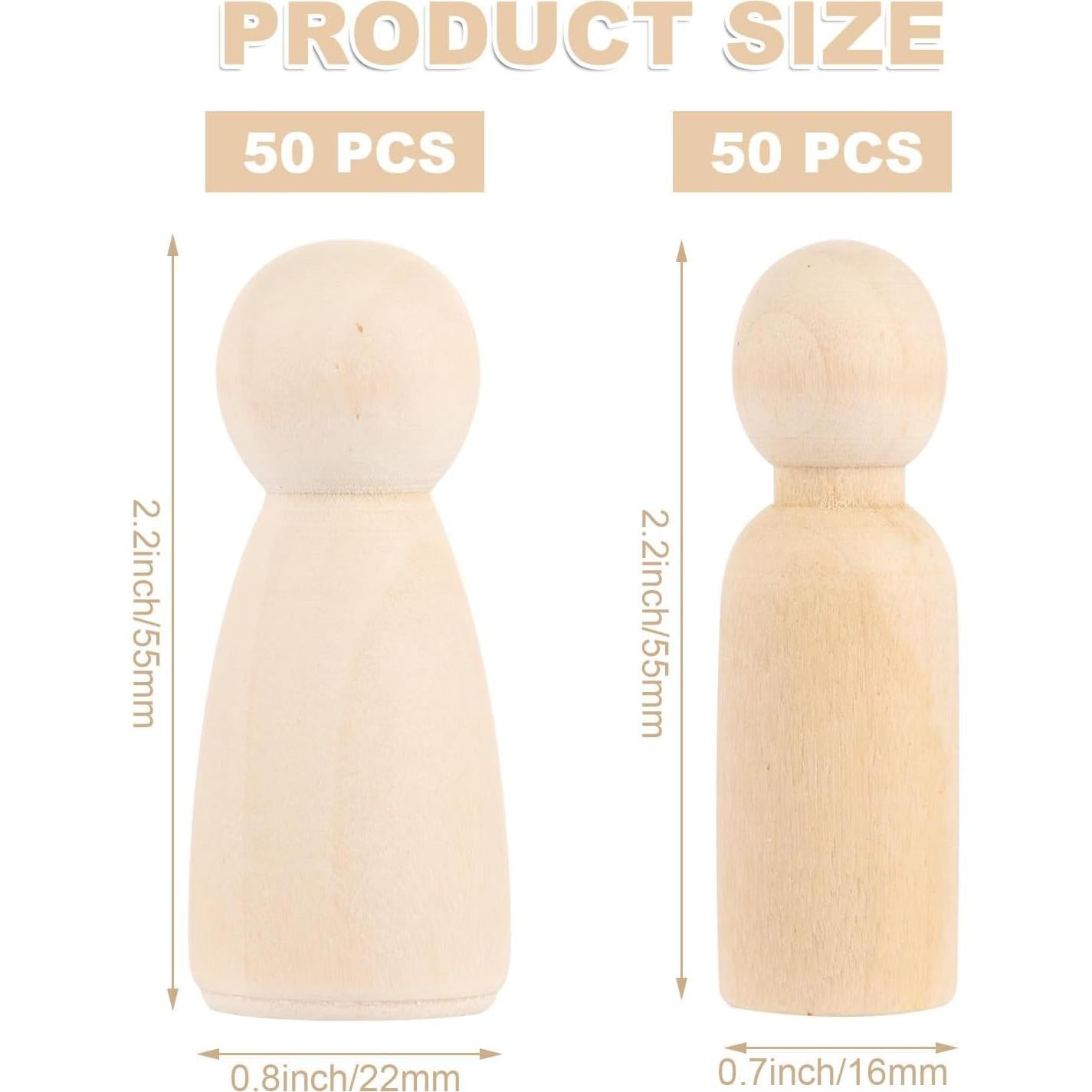 Paquete de 100 muñecos de madera ABuff para pintar 55 mm