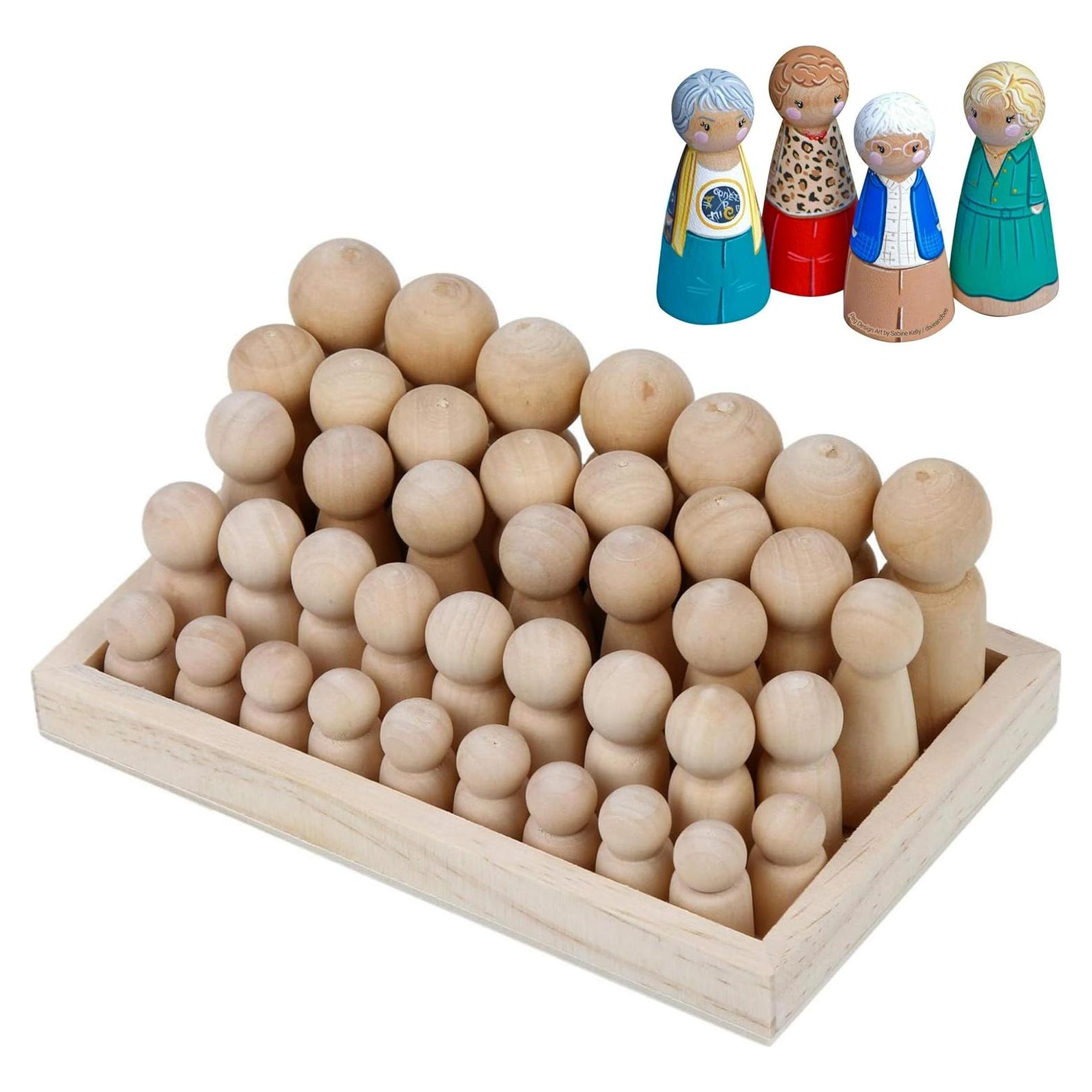 Conjunto de Muñecas de Madera Lolo Toys - 40 Piezas con Caja