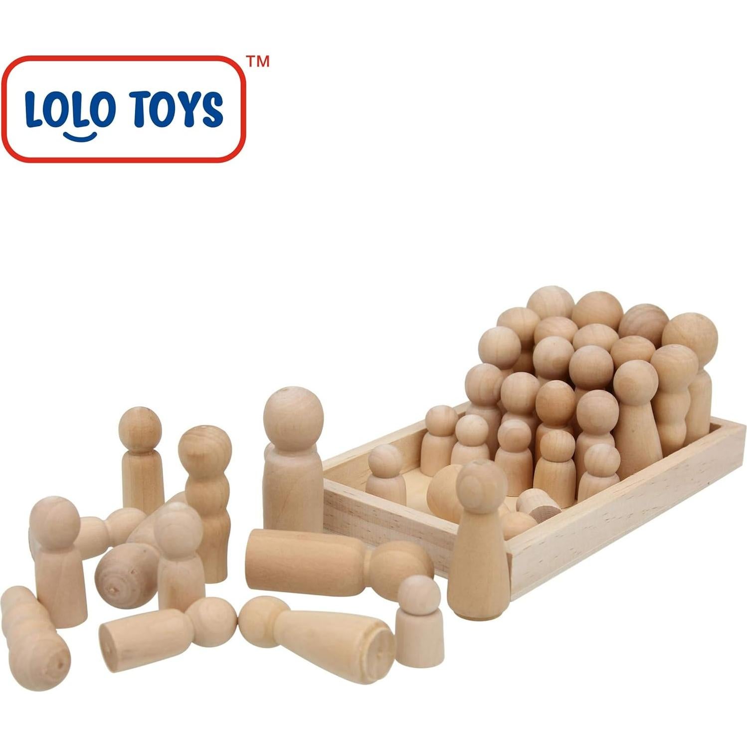 Conjunto de Muñecas de Madera Lolo Toys - 40 Piezas con Caja