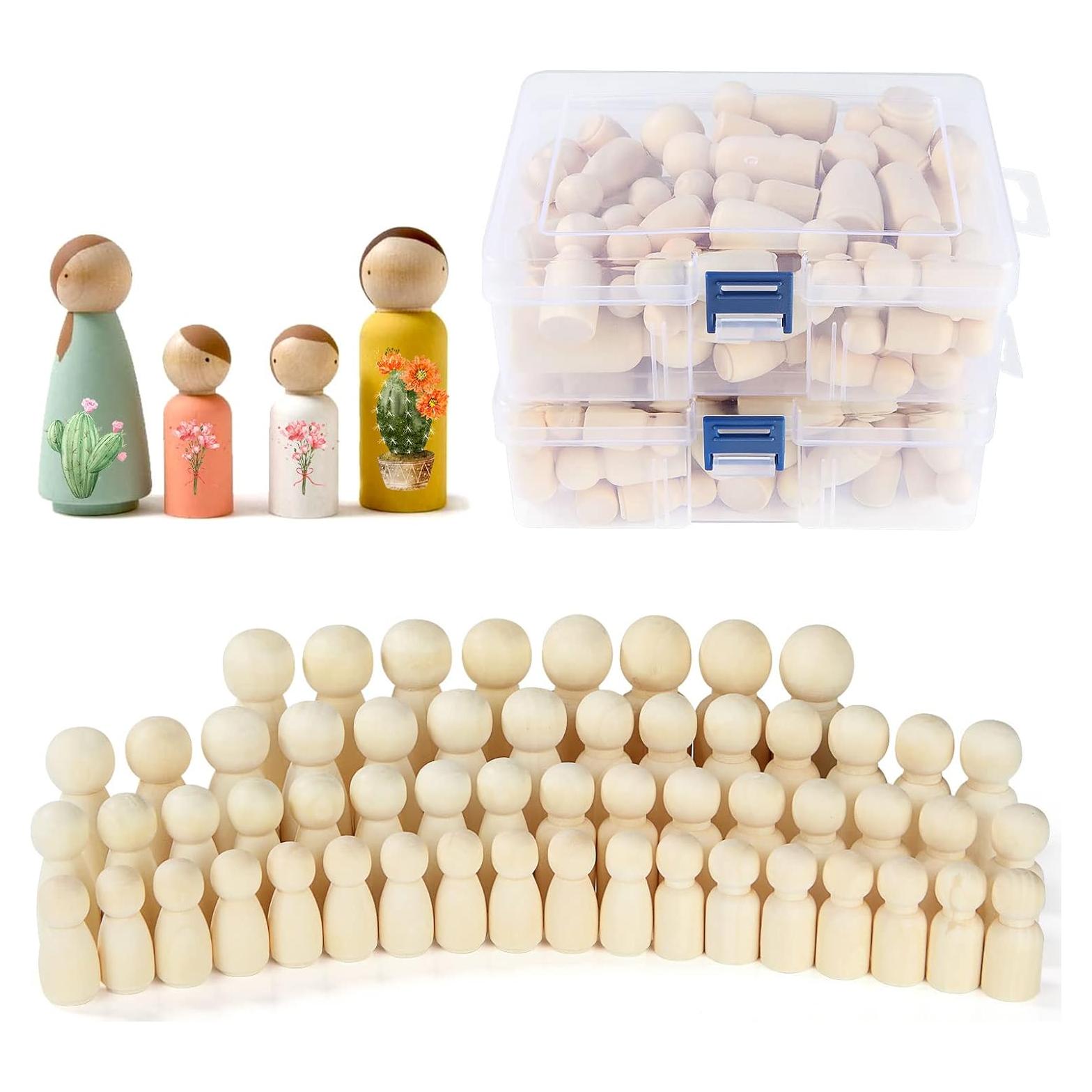 Muñecos de Madera JMIATRY 100 Piezas Sin Terminar 3.3-6.5 cm
