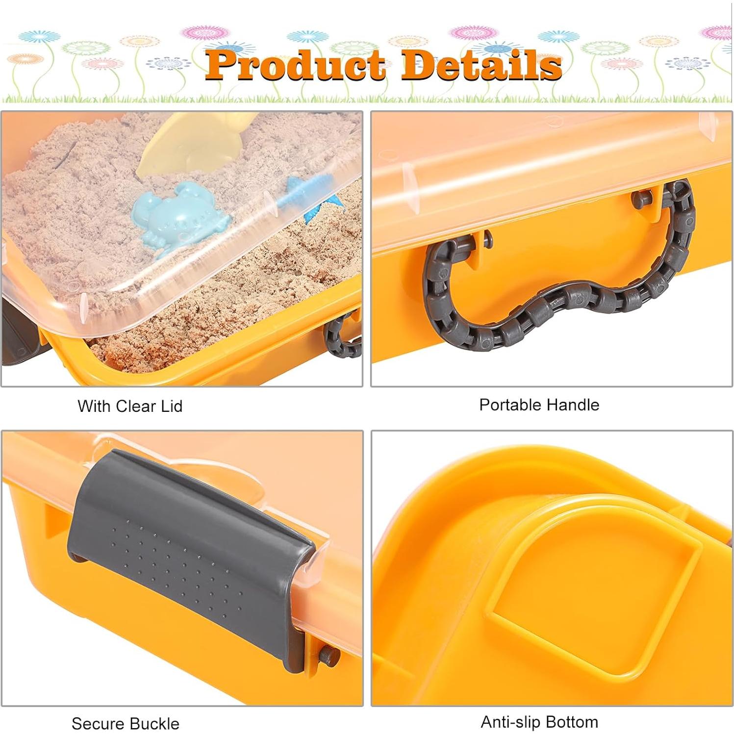 Bandeja de Arena Plástica BTSKY 2PCS 38x25x8cm Amarillo