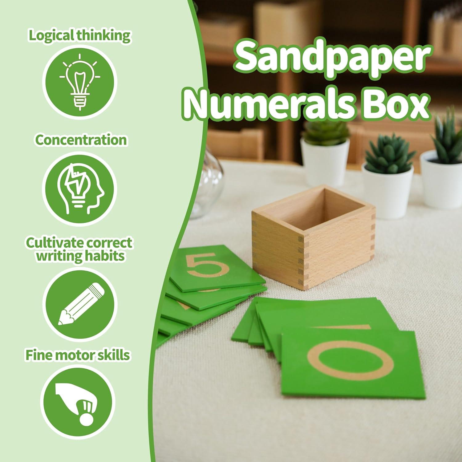 Caja de Madera Montessori para Números de Lijas 11.6x7.4cm