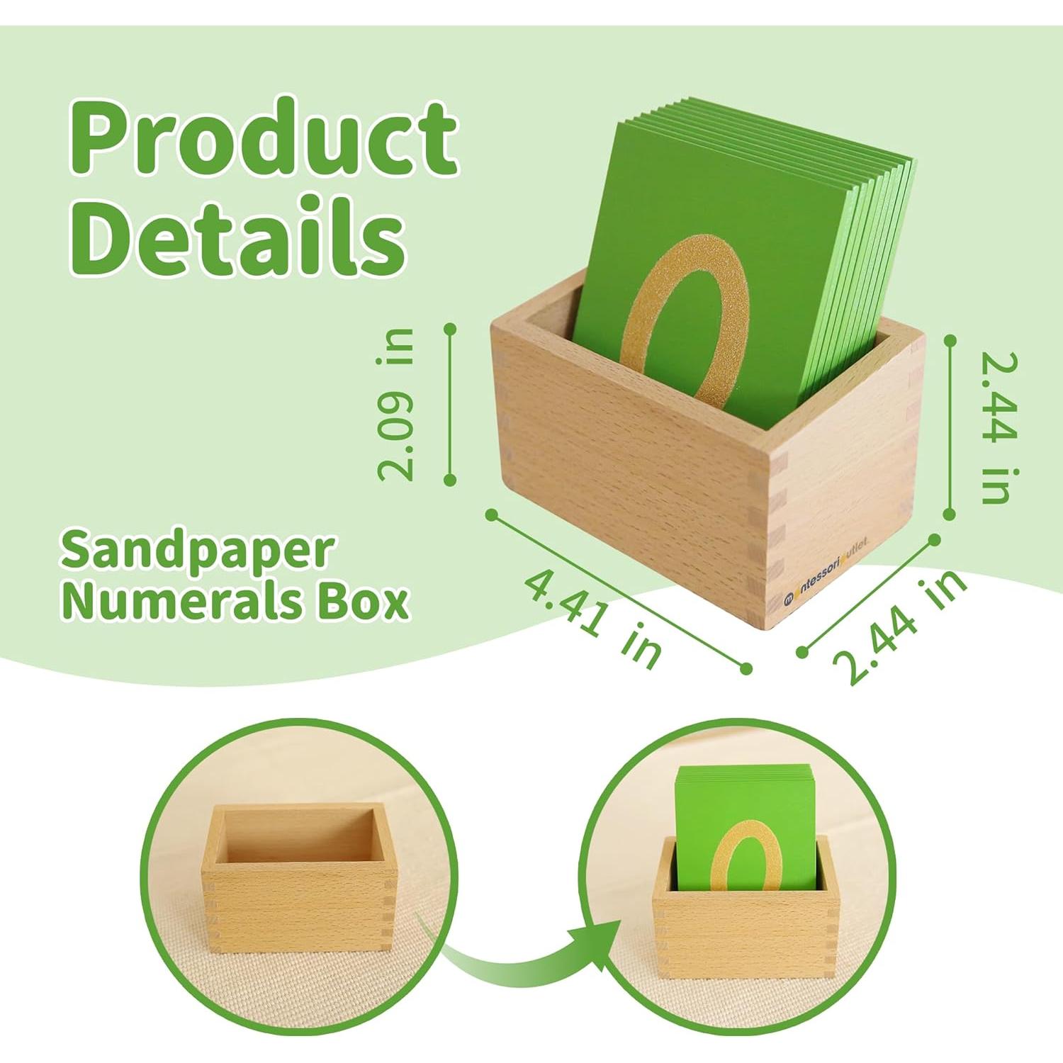 Caja de Madera Montessori para Números de Lijas 11.6x7.4cm