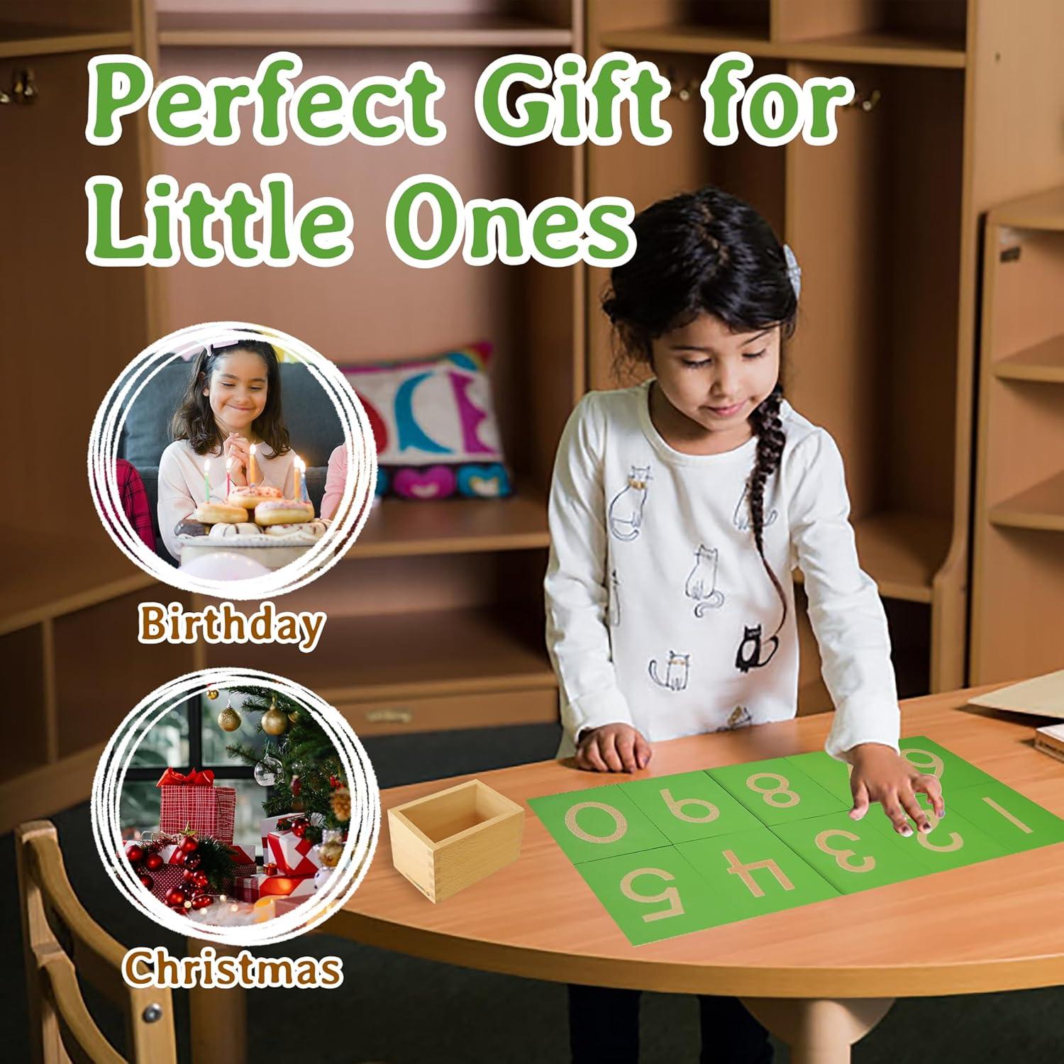 Caja de Madera Montessori para Números de Lijas 11.6x7.4cm