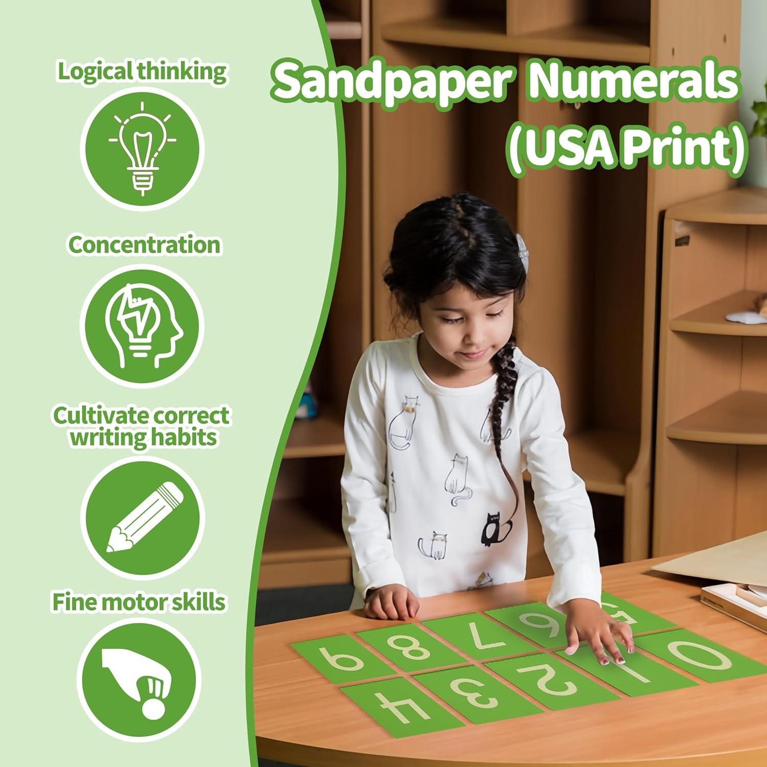 Números de Lija Montessori Outlet 0-9 para Niños 3-6 Años