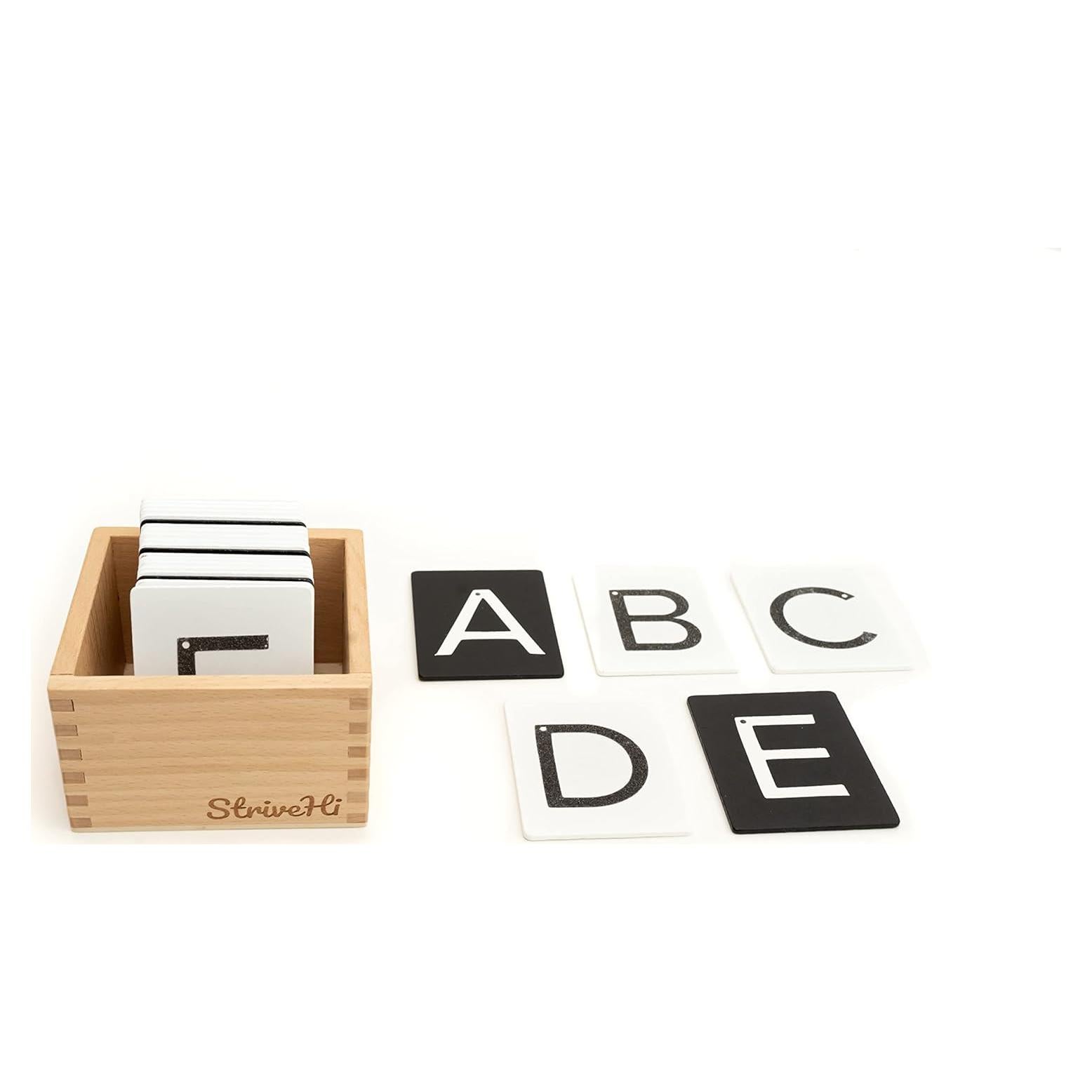 Letras de Lija Montessori Strive Hi - Alfabeto en Blanco y Negro