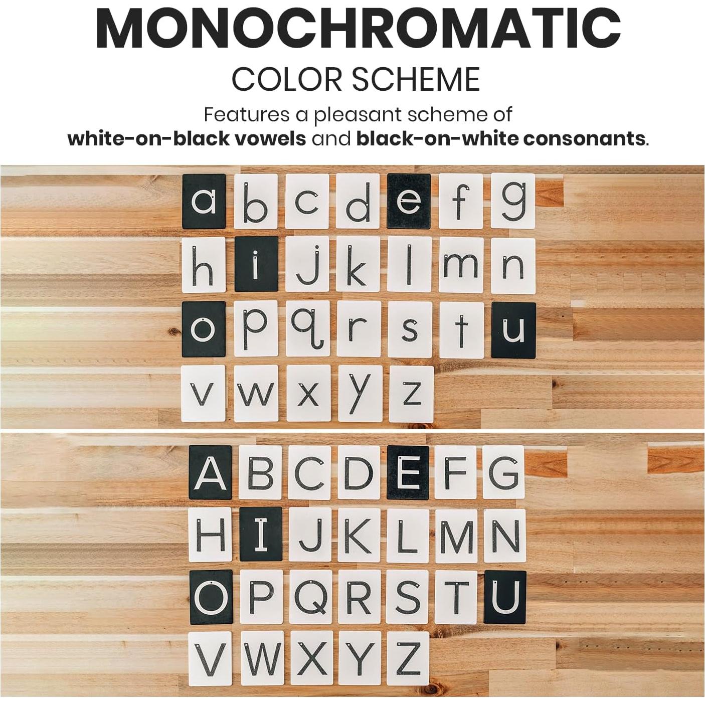 Letras de Lija Montessori Strive Hi - Alfabeto en Blanco y Negro