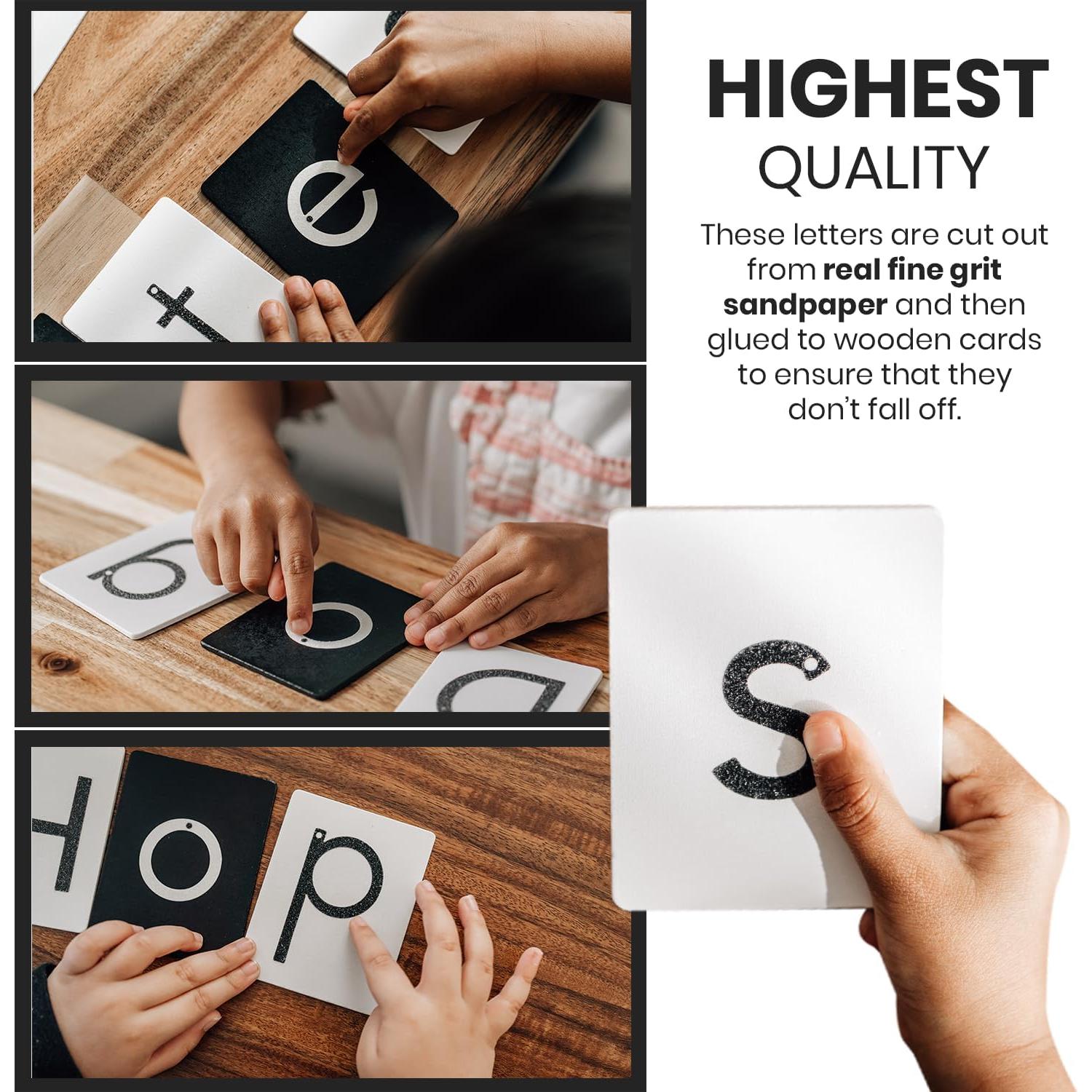 Letras de Lija Montessori Strive Hi - Alfabeto en Blanco y Negro