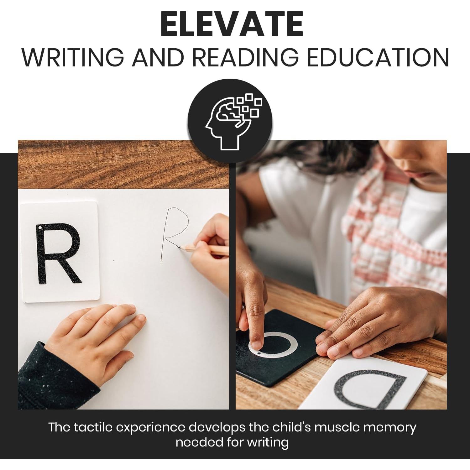 Letras de Lija Montessori Strive Hi - Alfabeto en Blanco y Negro