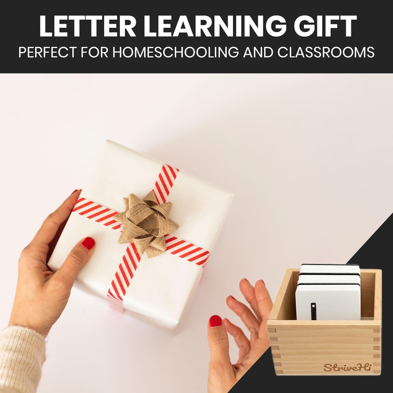 Letras de Lija Montessori Strive Hi - Alfabeto en Blanco y Negro