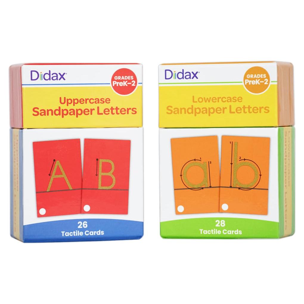 Conjunto de Letras de Papel de Lija Didax - 54 Tarjetas Táctiles