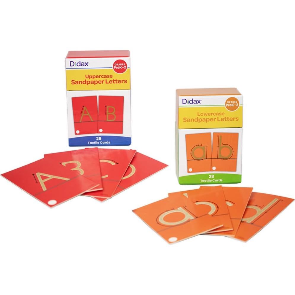 Conjunto de Letras de Papel de Lija Didax - 54 Tarjetas Táctiles