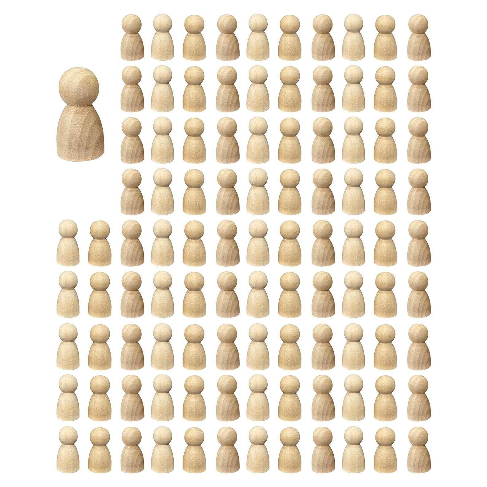 100 Muñecos de Madera sin Terminar Cregugua 1.6x3.2cm