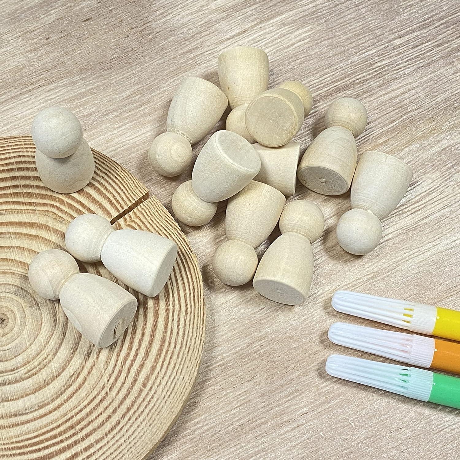 100 Muñecos de Madera sin Terminar Cregugua 1.6x3.2cm