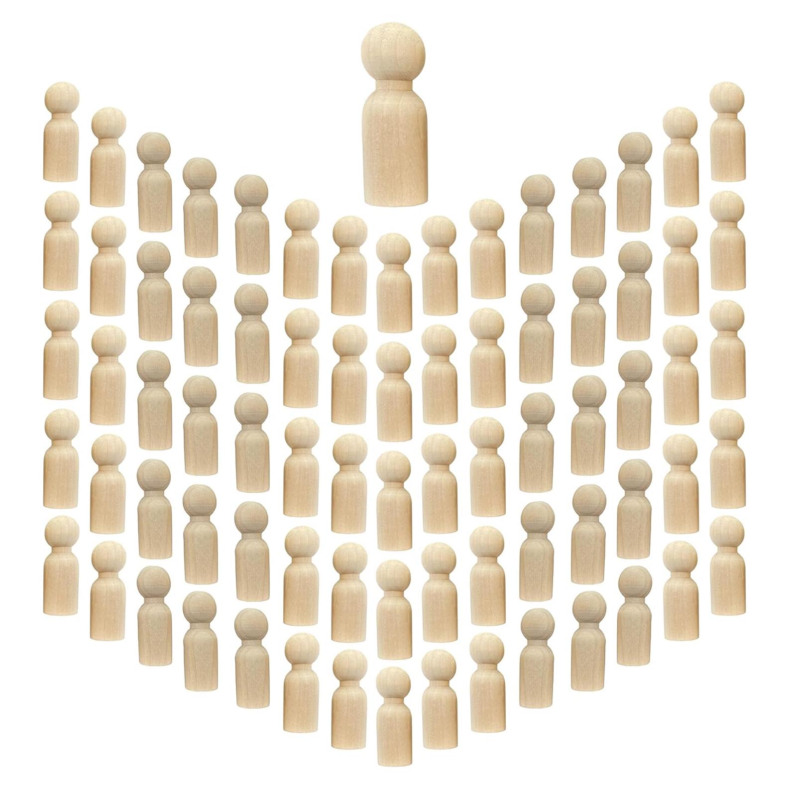 75 Muñecos de Madera sin Terminar Cregugua 1.6 x 4.4 cm