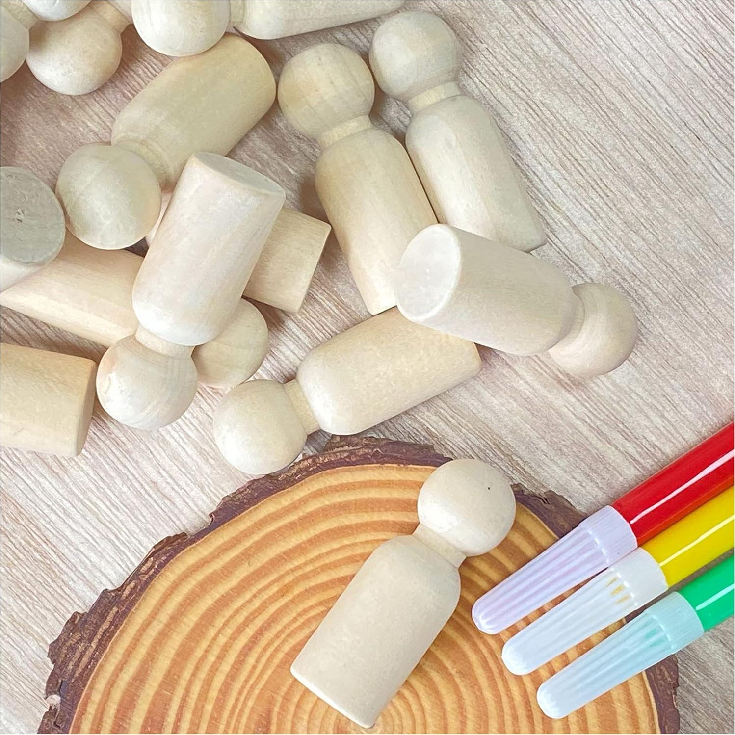 75 Muñecos de Madera sin Terminar Cregugua 1.6 x 4.4 cm