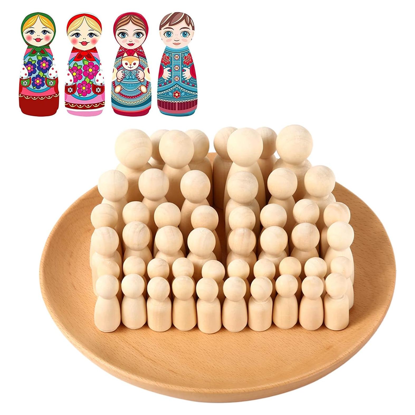 Muñecas de Madera sin Terminar Abnaok - 50 Piezas DIY