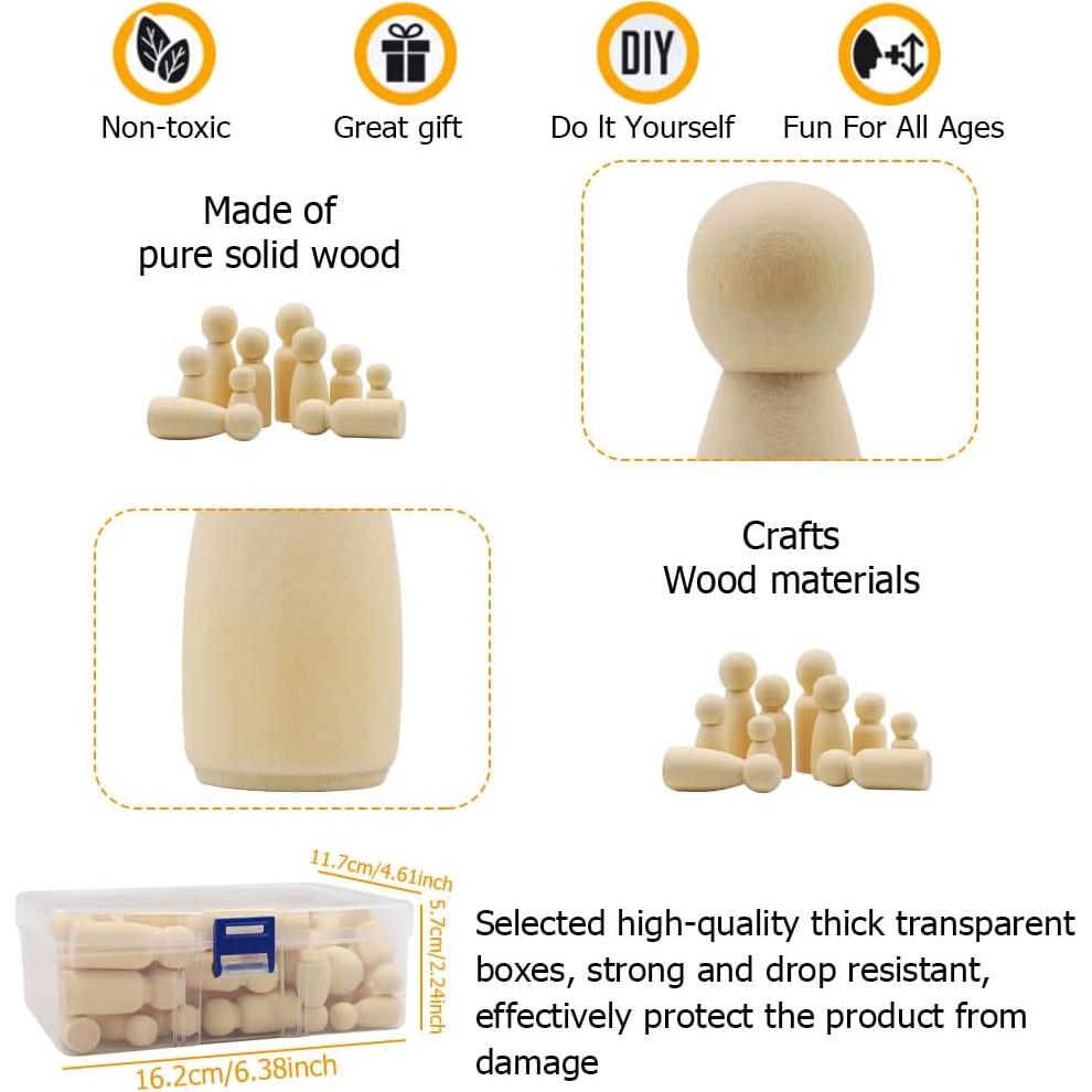 Muñecas de Madera sin Terminar Abnaok - 50 Piezas DIY
