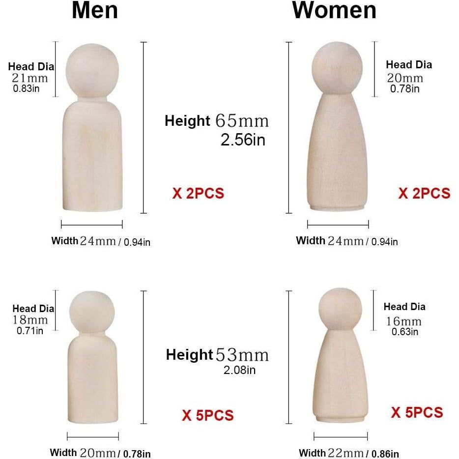 Paquete de 50 Muñecos de Madera Keledz para Manualidades