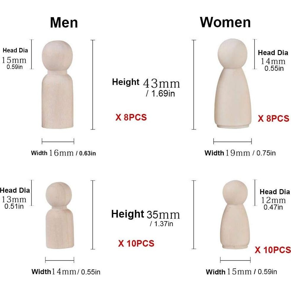 Paquete de 50 Muñecos de Madera Keledz para Manualidades