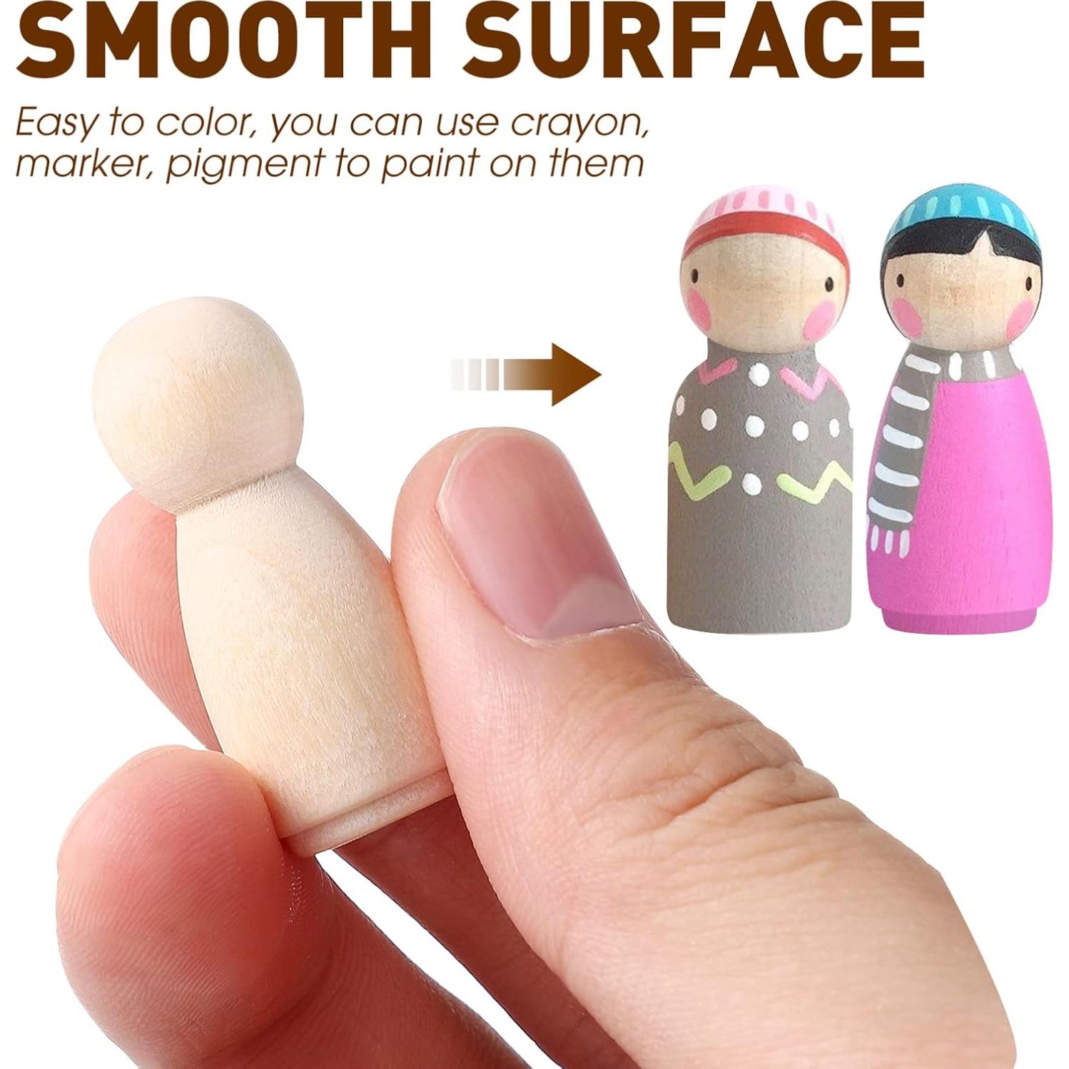 40 Figuras de Muñeca de Clavo de Madera NUOBESTY para Pintura DIY