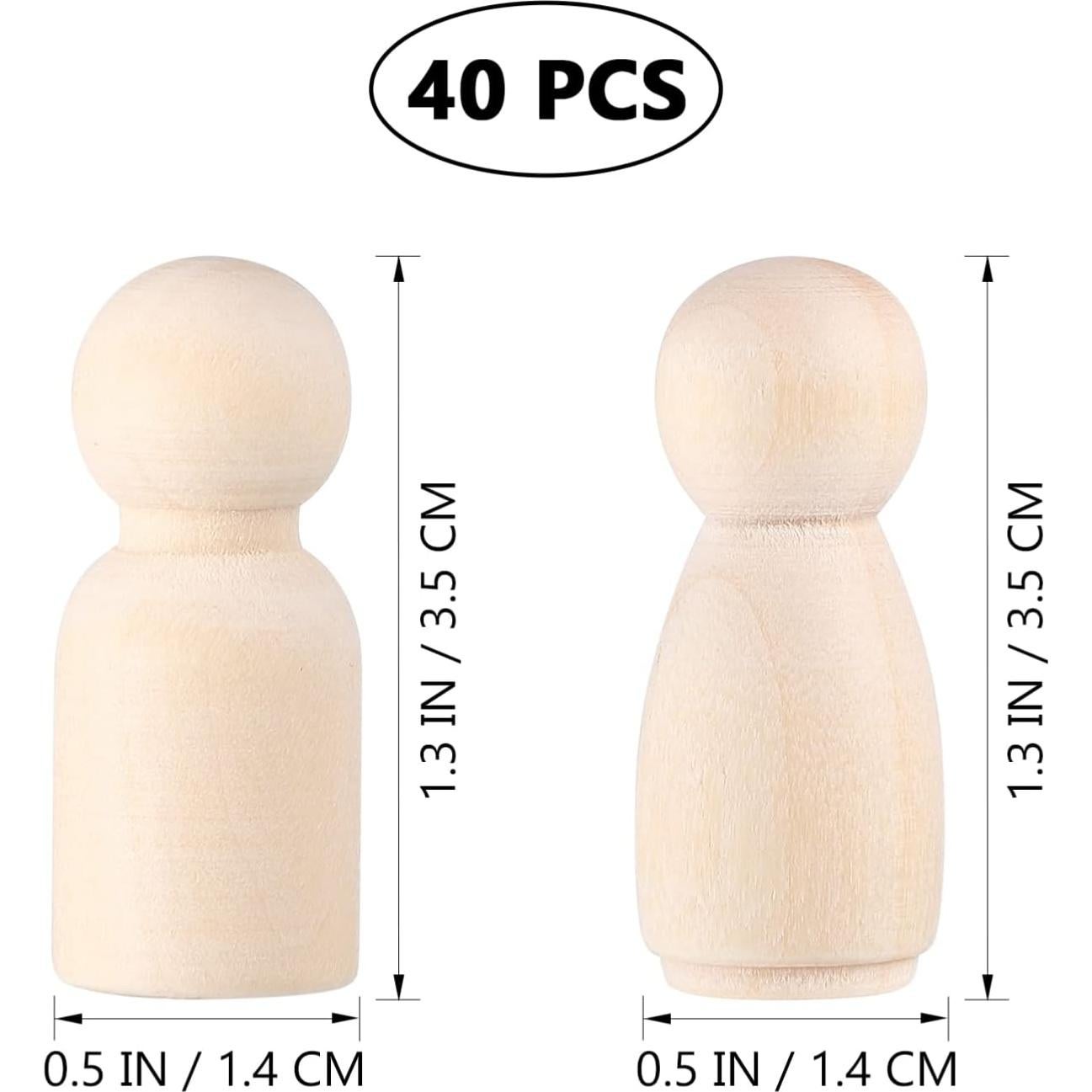 40 Figuras de Muñeca de Clavo de Madera NUOBESTY para Pintura DIY