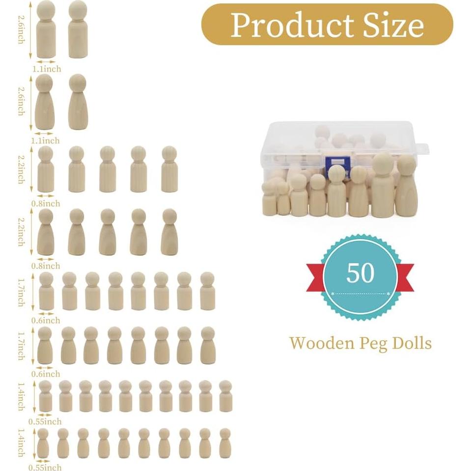 Muñecas de Madera sin Terminar Hagao 50 Piezas para Manualidades