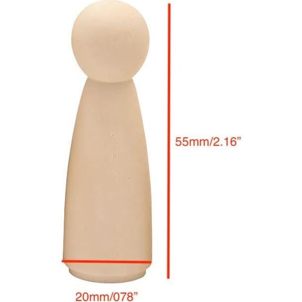 Cuerpo de muñeca de madera natural Todo en Uno 55mm 10pcs