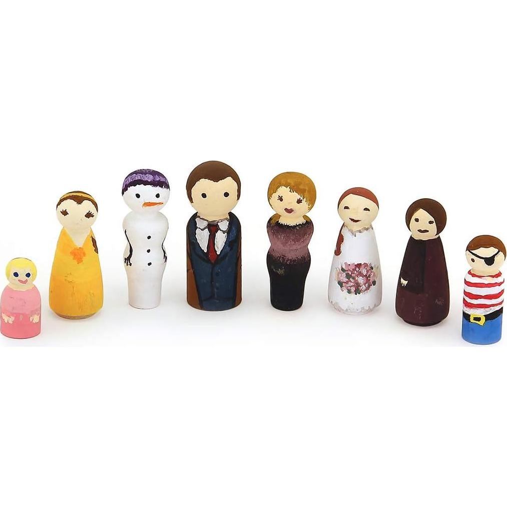 Muñecos de Madera Hygloss - Pintables, 10 Piezas, Abeto