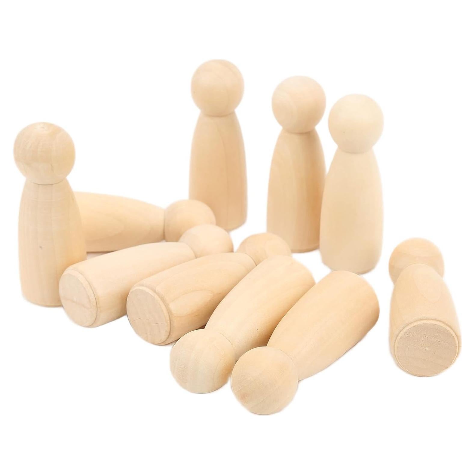 10 Muñecos de Madera Sin Terminar Pssopp 75mm para Pintar