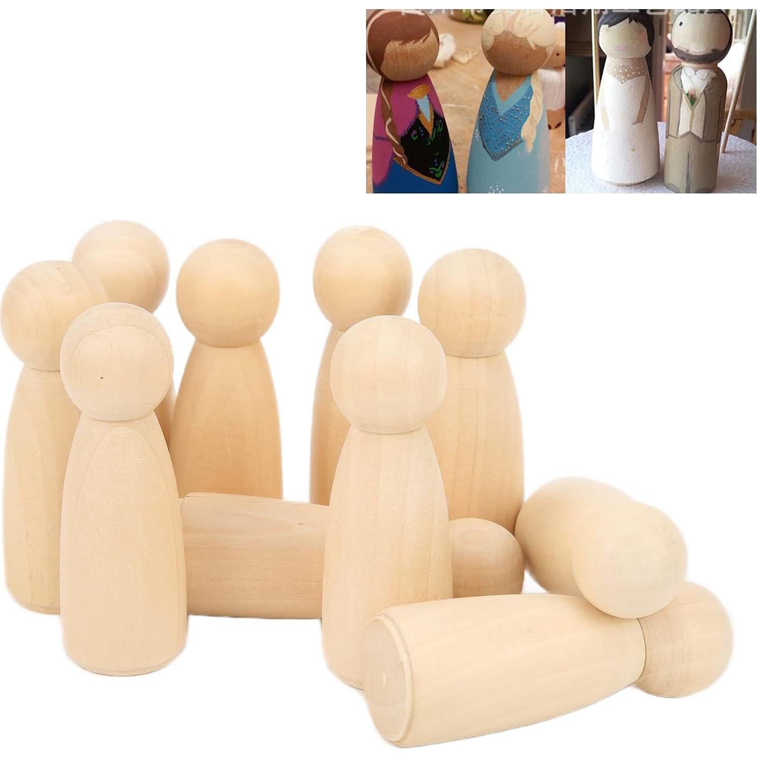 10 Muñecos de Madera Sin Terminar Pssopp 75mm para Pintar