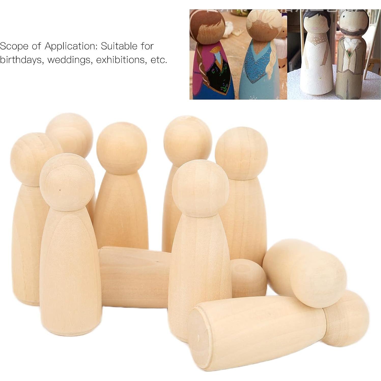 10 Muñecos de Madera Sin Terminar Pssopp 75mm para Pintar