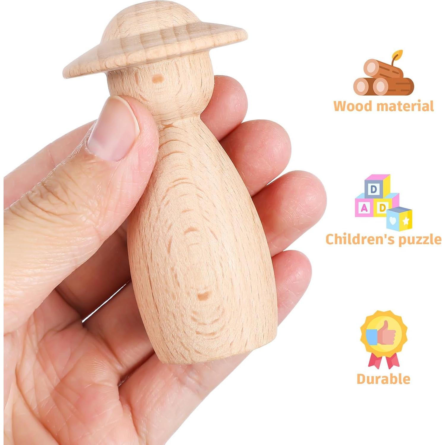 Muñecos de Madera para Manualidades DIY MAGICLULU - 5 Piezas