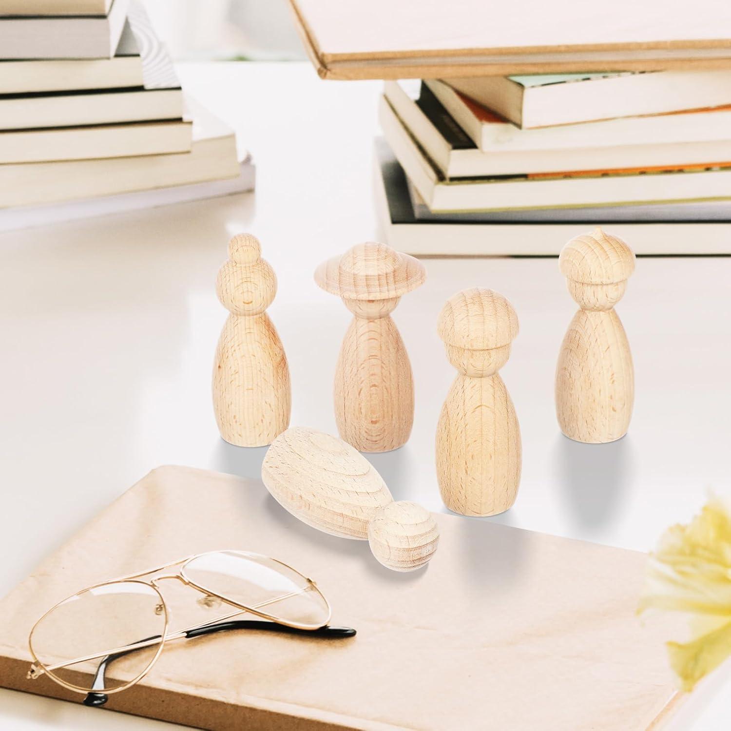 Muñecos de Madera para Manualidades DIY MAGICLULU - 5 Piezas