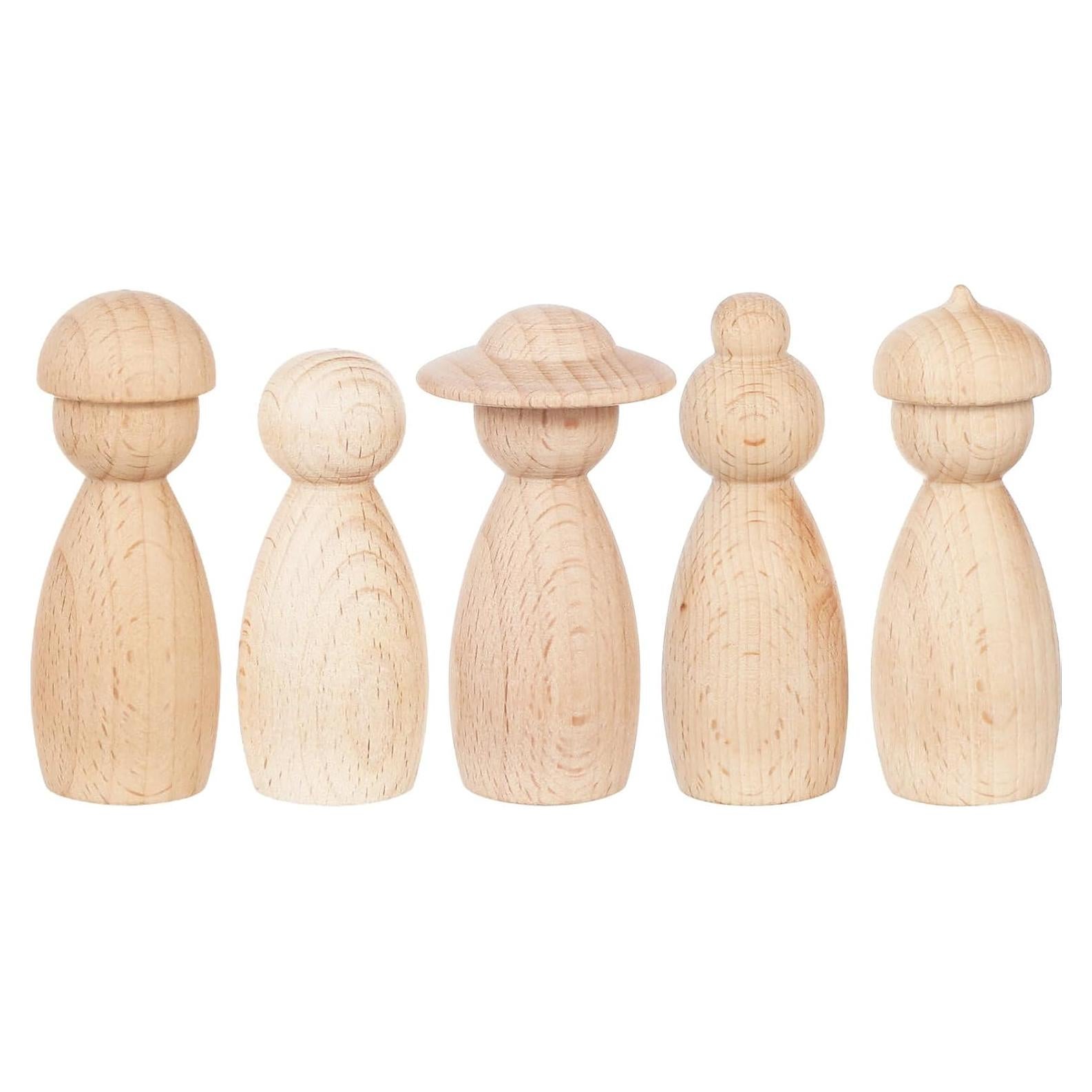Muñecos de Madera sin Acabar BESPORTBLE 5 Piezas DIY
