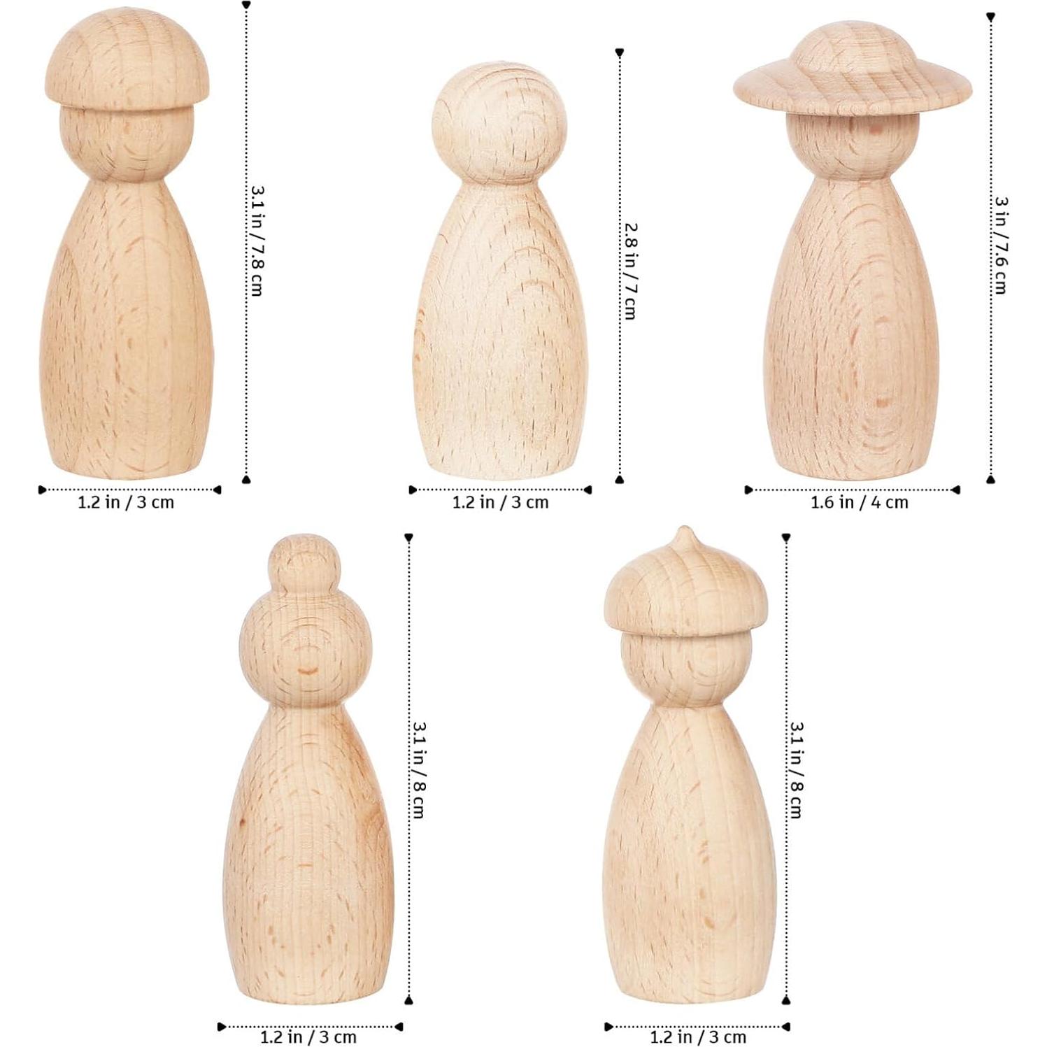 Muñecos de Madera sin Acabar BESPORTBLE 5 Piezas DIY
