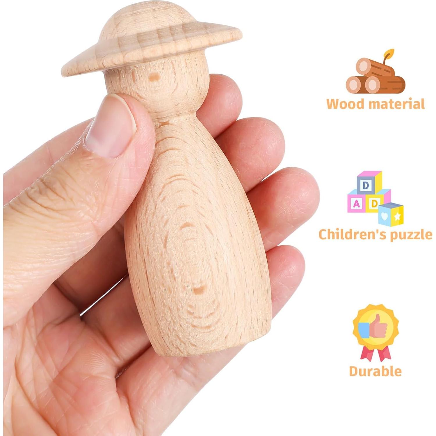 Muñecos de Madera sin Acabar BESPORTBLE 5 Piezas DIY