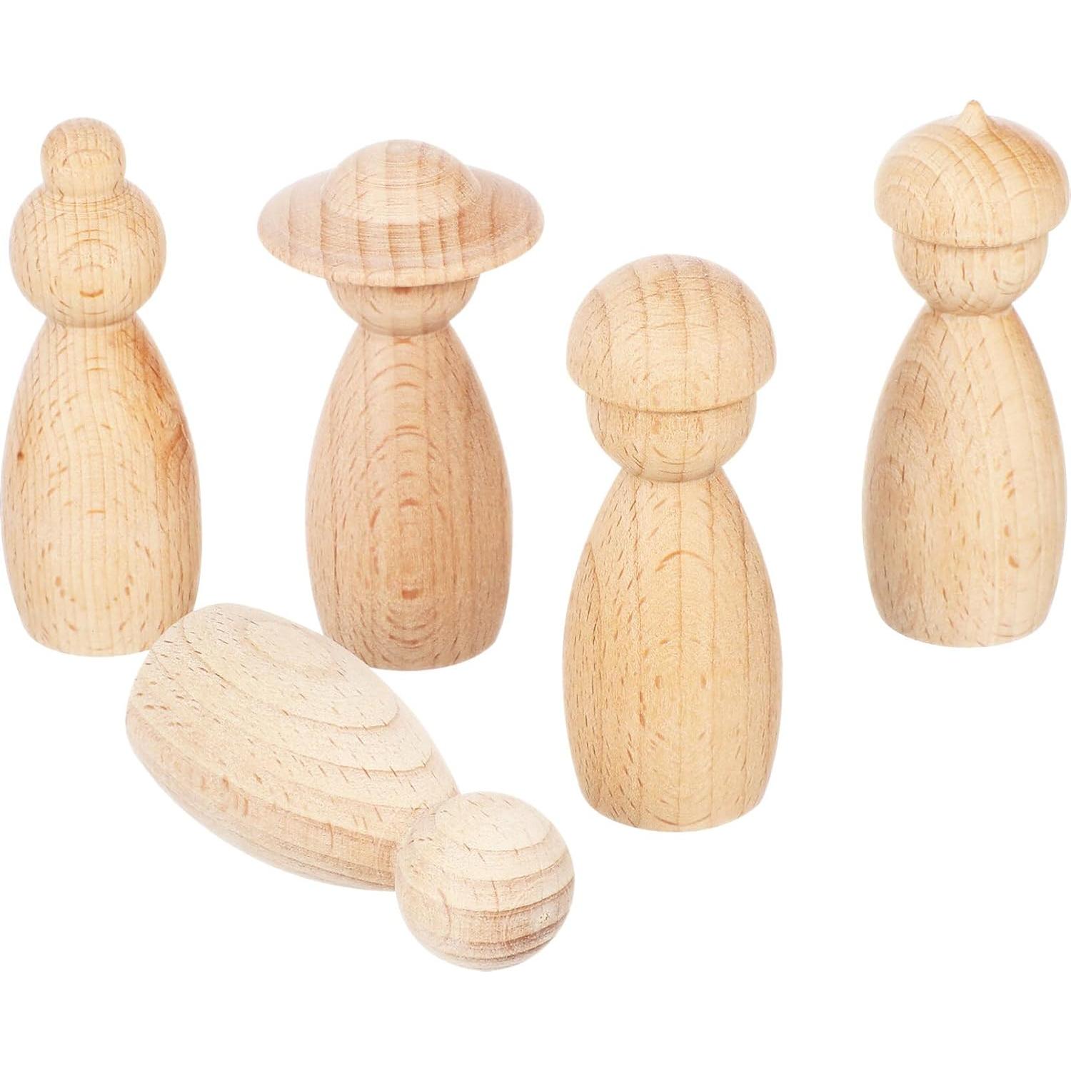 Muñecos de Madera sin Acabar BESPORTBLE 5 Piezas DIY