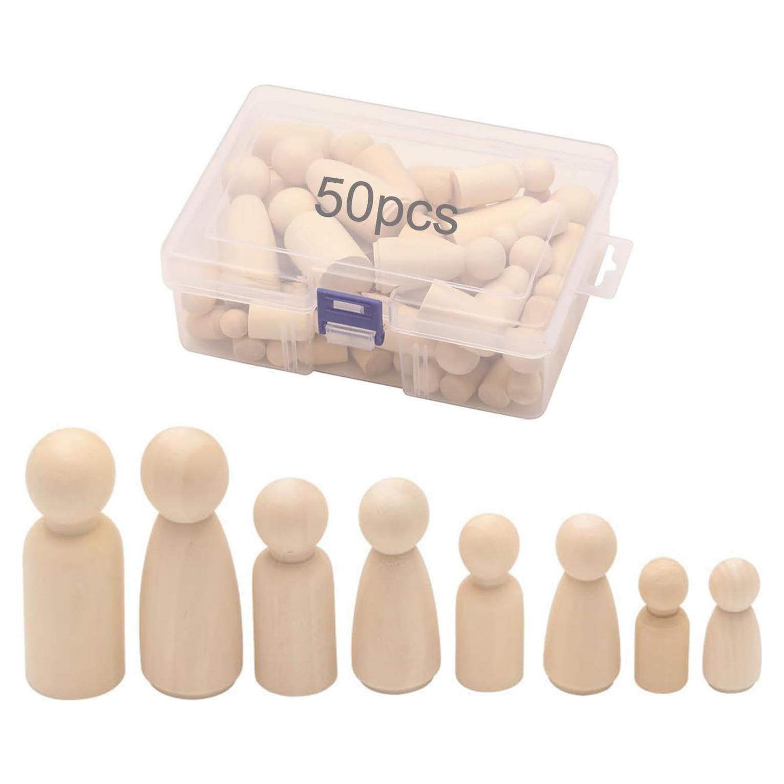 50 Muñecos de Madera sin Terminar LUUFAN para Manualidades