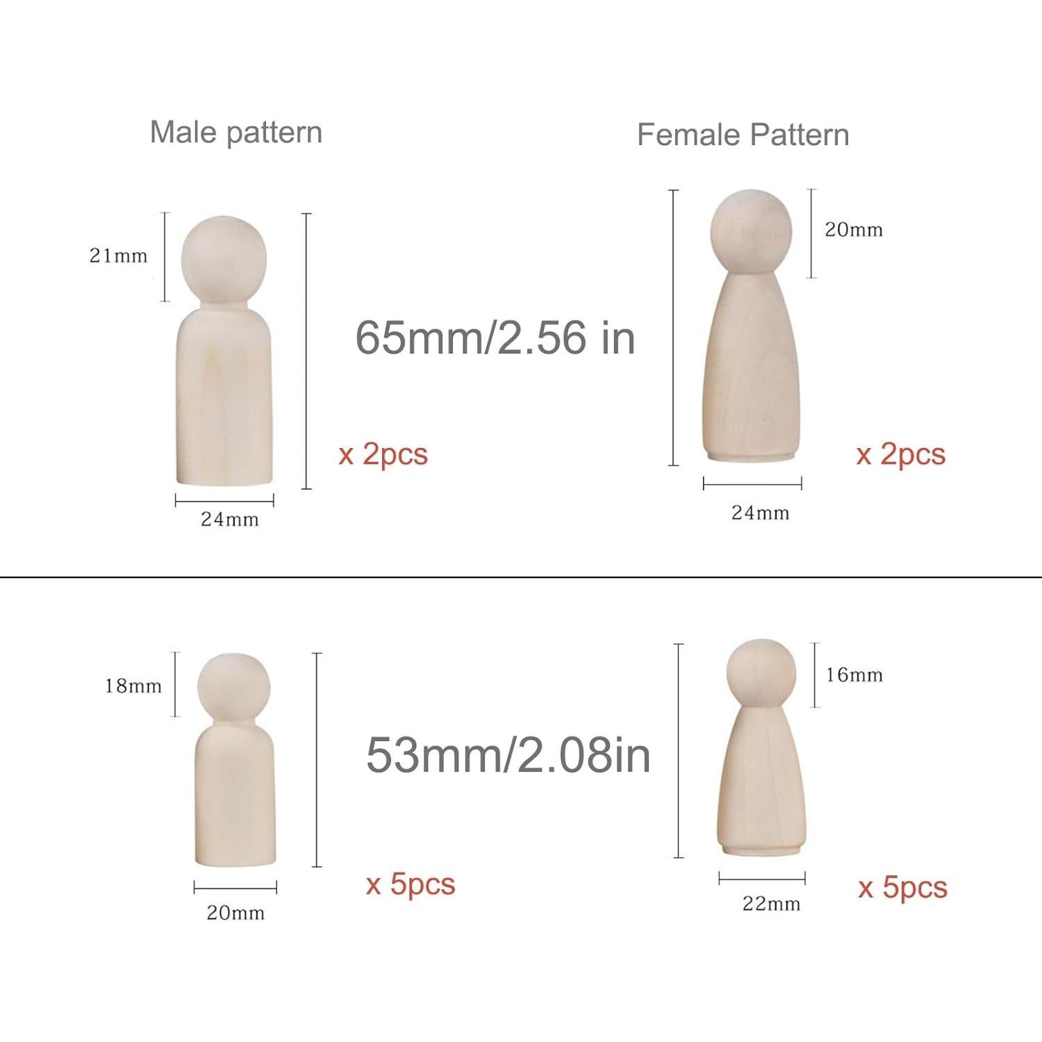 50 Muñecos de Madera sin Terminar LUUFAN para Manualidades