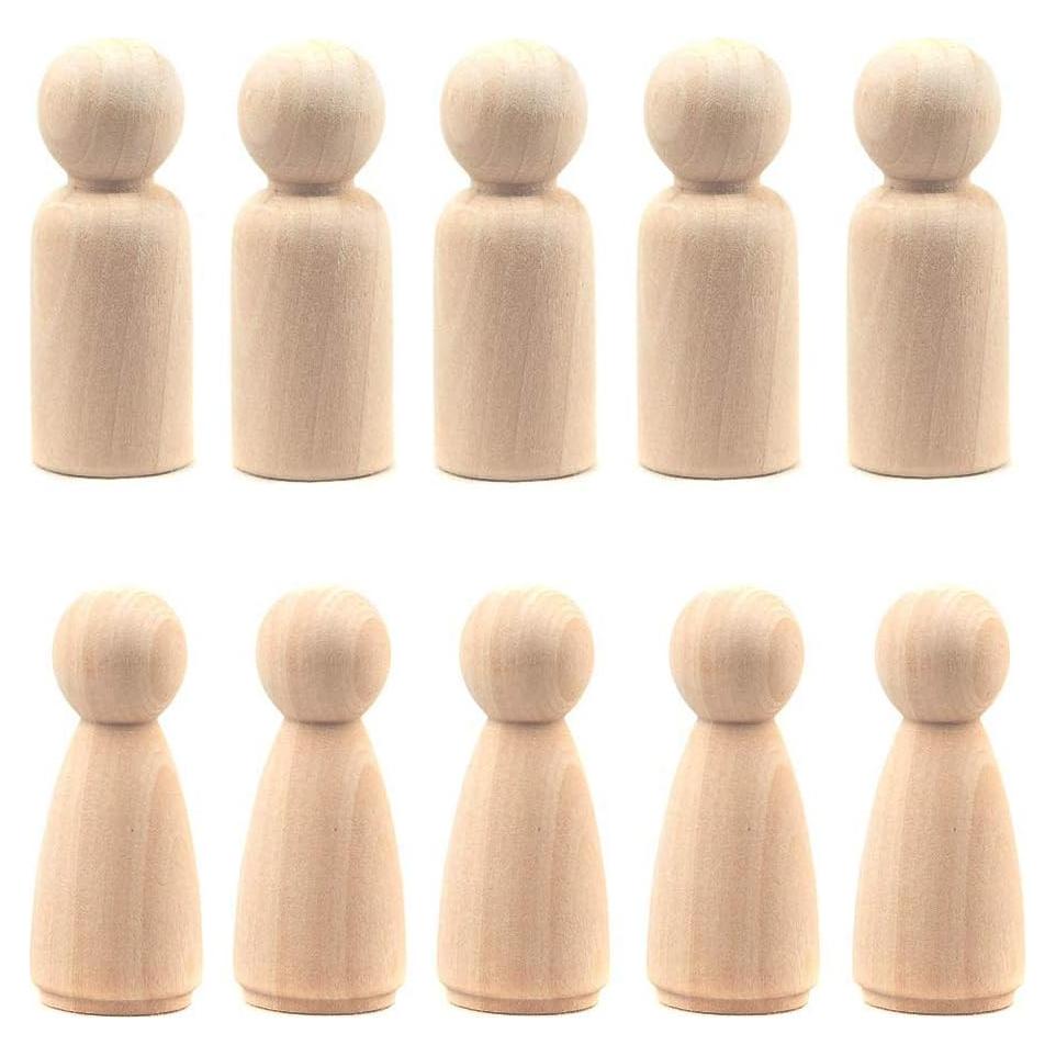 20 Muñecas de Clavo de Madera LUUFAN 6.5cm para Manualidades
