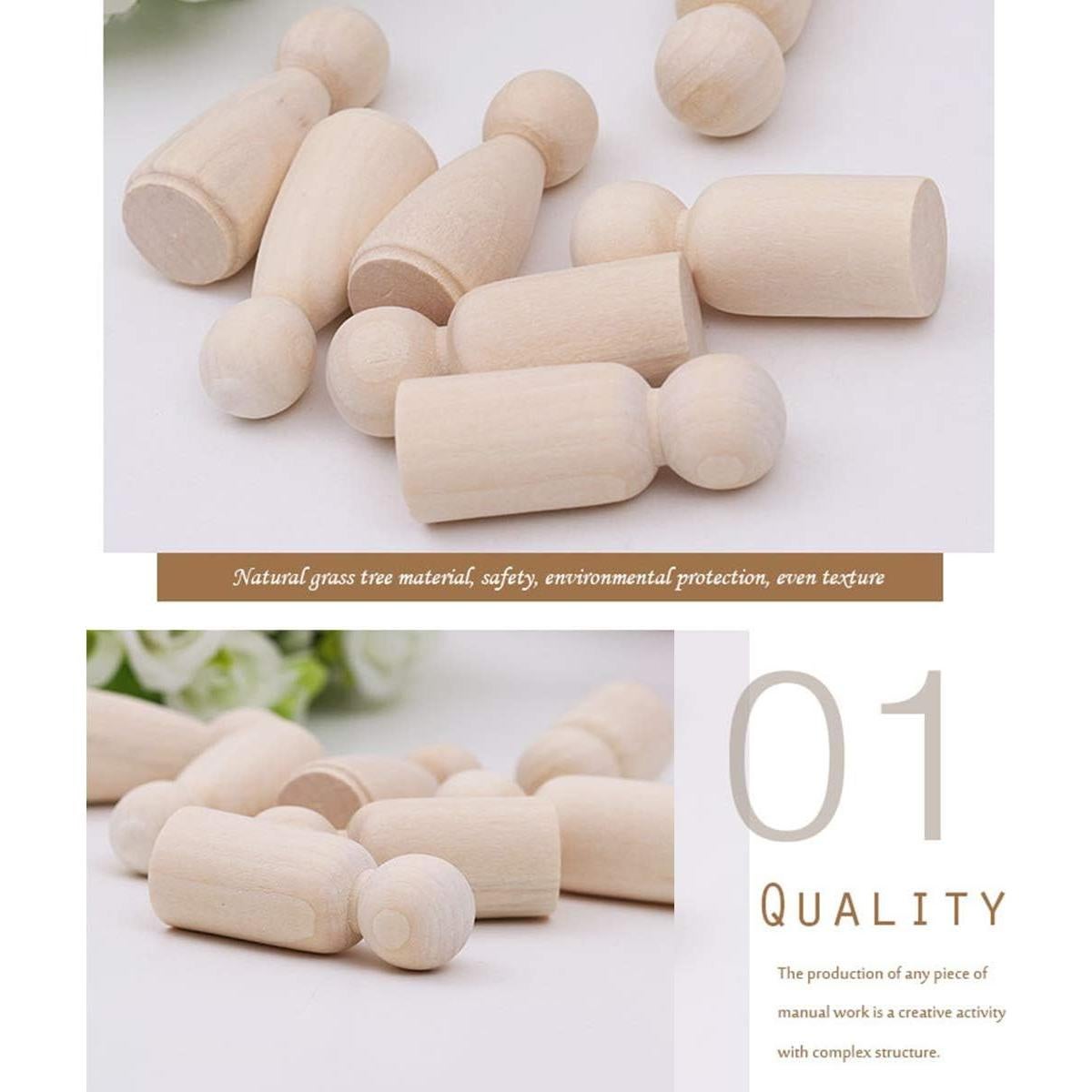 20 Muñecas de Clavo de Madera LUUFAN 6.5cm para Manualidades